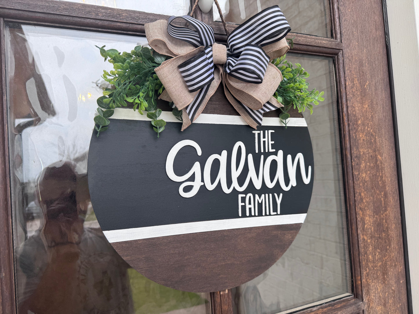 Custom Family Door Hanger | Farmhouse Wooden Name Sign | Personalized Front Door Decor