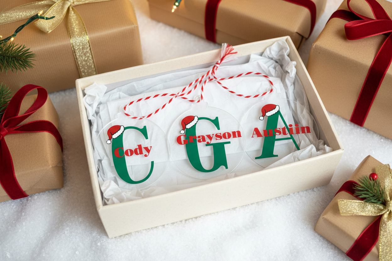 Custom Name Ornaments gift scene lifestyle photo