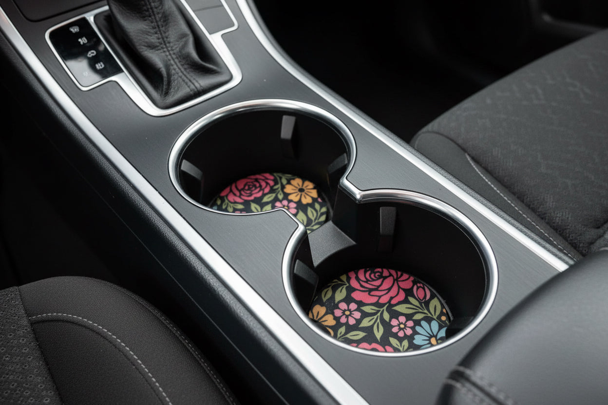 Pretty Little Car Coasters – Set of 2