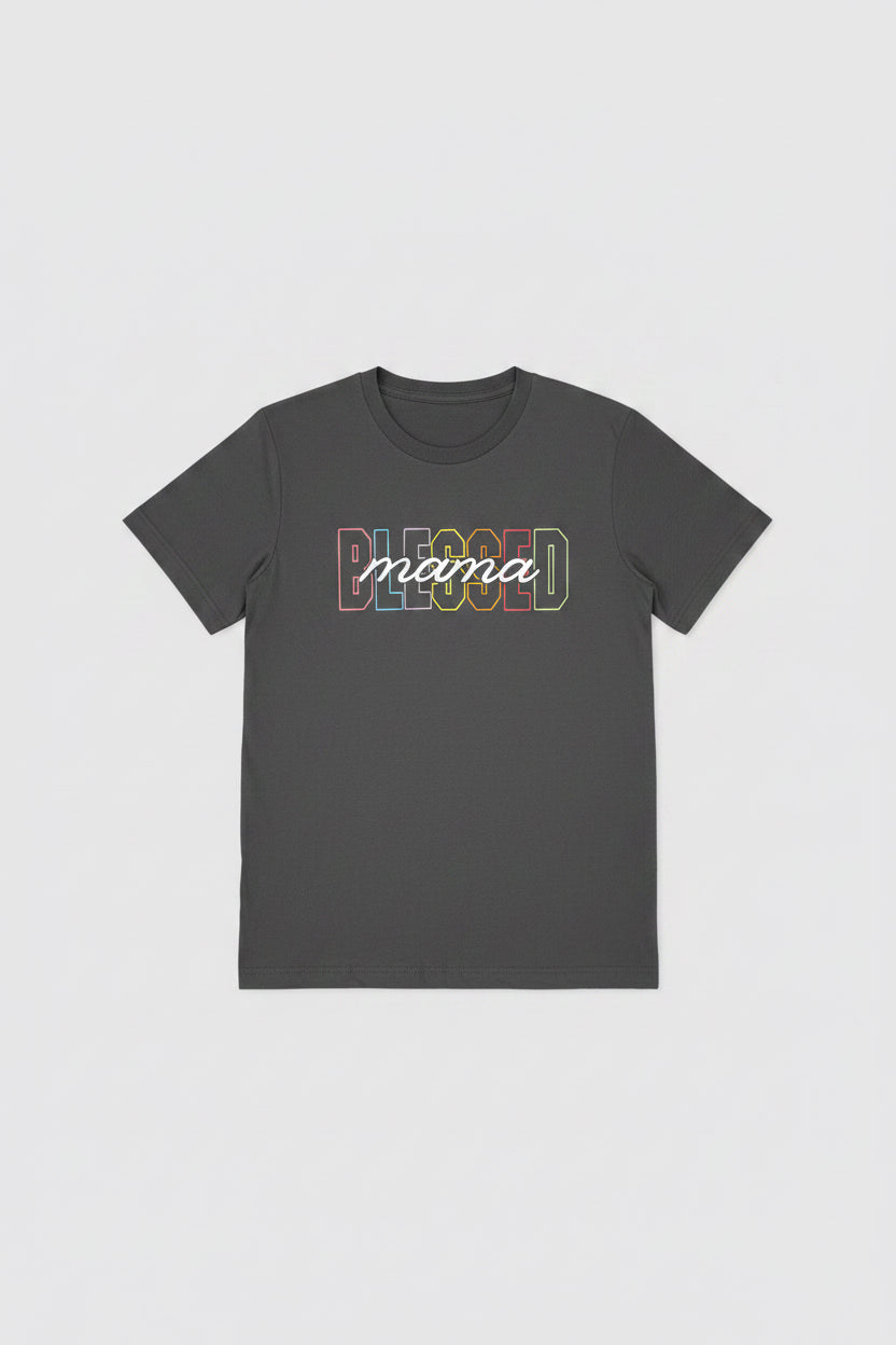 Blessed Mama” Retro Outline Graphic Tee
