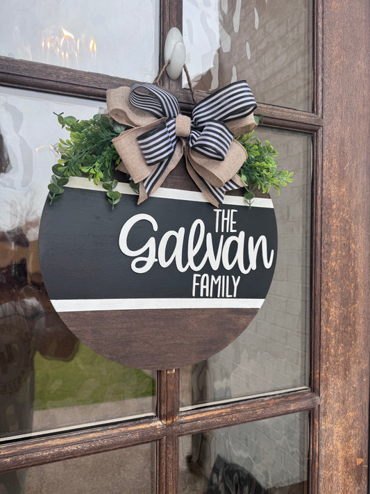 Custom Family Door Hanger | Farmhouse Wooden Name Sign | Personalized Front Door Decor