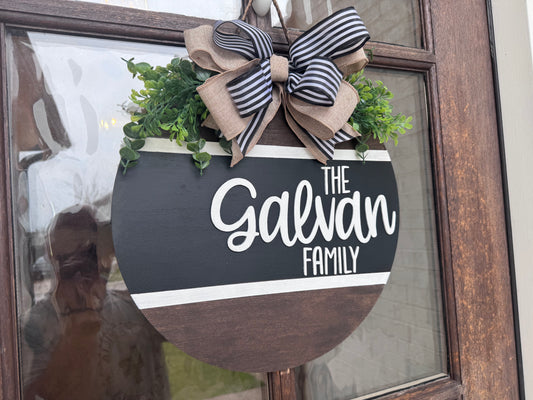 Custom Family Door Hanger | Farmhouse Wooden Name Sign | Personalized Front Door Decor
